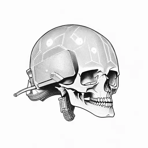 Skull With Tactical Helmet And Night Vision