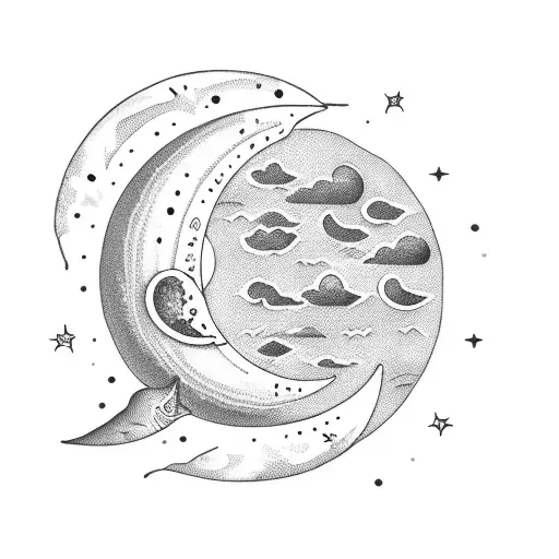 A Crescent Moon Rising Over An Ocean