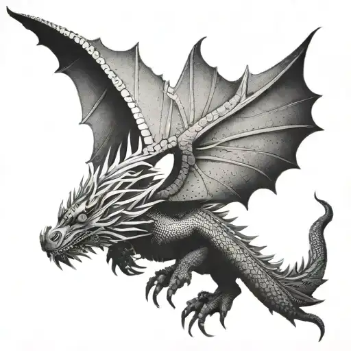 Dragon Back With Wings Spread Wings