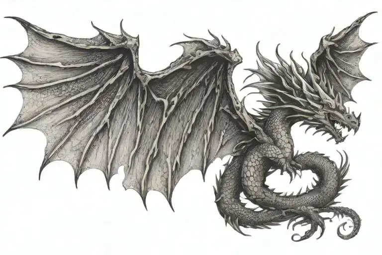 Dragon Back With Wings Spread Wings