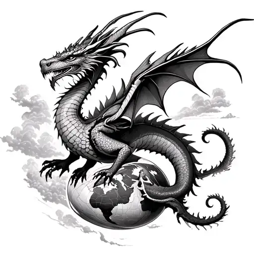 Dragon Flying Through The World