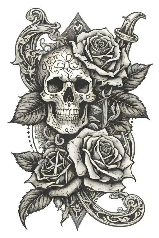 Roses Intertwined With The Sf Crest And Skulls And The Letter N Hidden