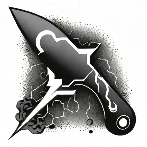 V42 Knife With 3 Lightning Bolts Across It