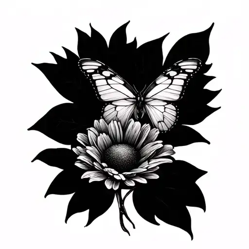 Flower And Butterfly In Underboobs Female