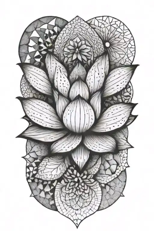 Lotus Flower With A Geometric Pattern Representing Mental Health