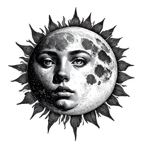 Moon And Sun Setting