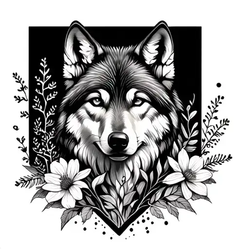 Wolf And Wild Flowers