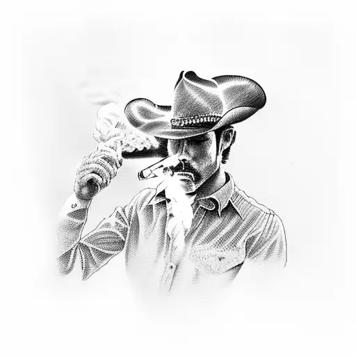 Cowboy Smoking Cigarette