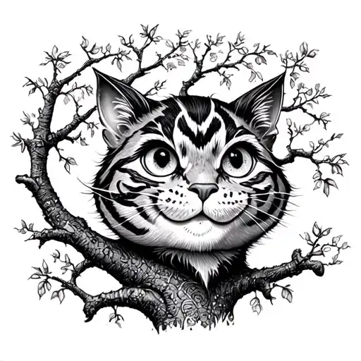 Happy Cheshire Cat In A Tree