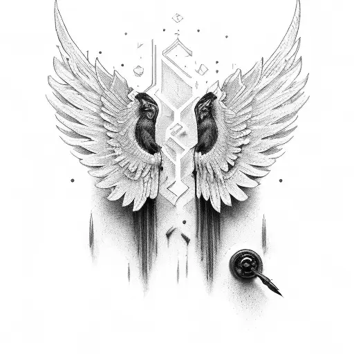 Man With Wings Who Has A Phonex Bird On One Hand