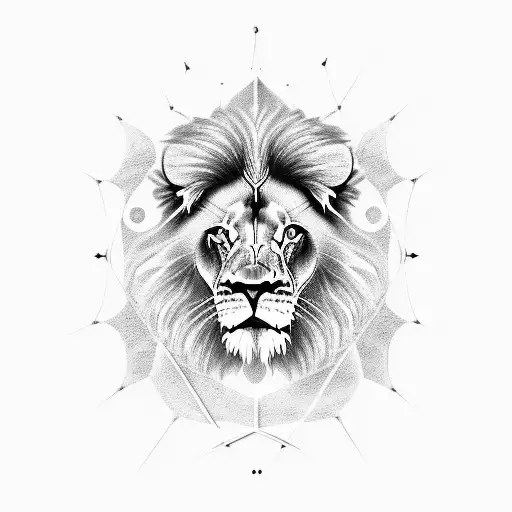 Lion With Leo Sign And Spider Climbing Web