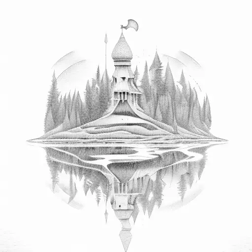 A Serene Landscape With A Hidden Hourglass Tucked Within The Trees