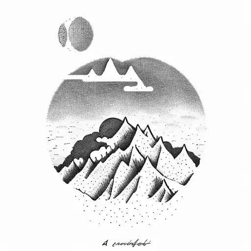 A Mountain Landscape With Lyrics From A Favorite Song By The Weeknd Incorporated Into The Design