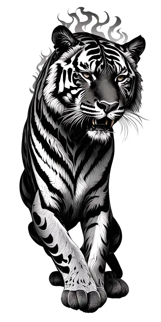 Ethereal Tiger Made Of Flame