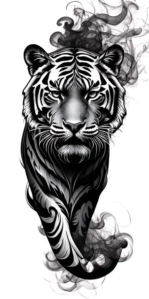 Tiger Head Made Of Smoke