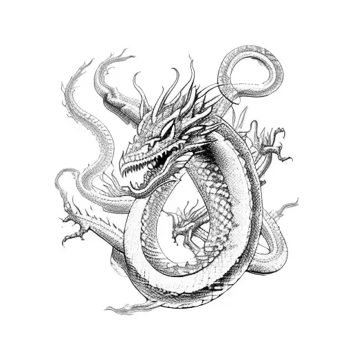 A Mystical Scene Of A Snake Transforming Into A Dragon