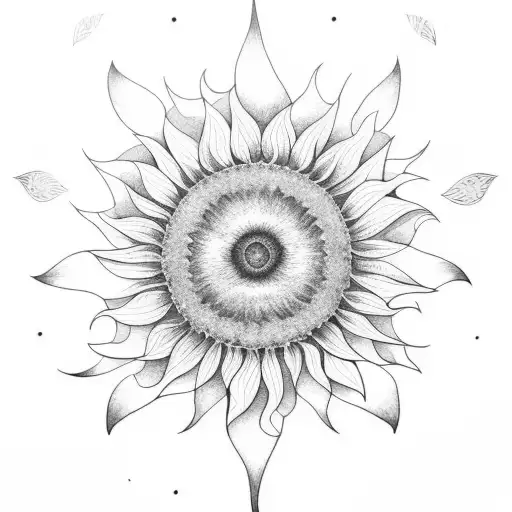 Mandala Sunflower With Sun Rays