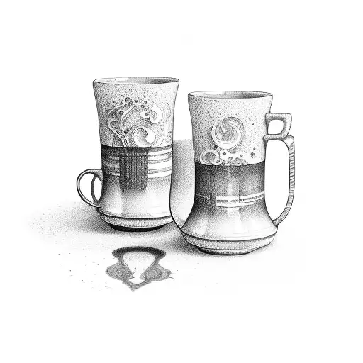 Two Porcelain Coffee Cups Standing Together