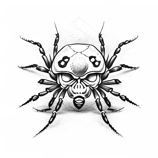 Sideview Of A Widow Spider Crawling On Top Of A Human Skull