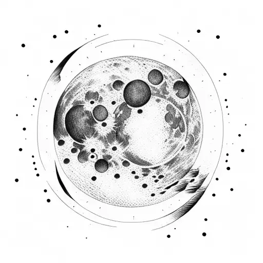 Moon Dark Dot Work For A Chest Piece