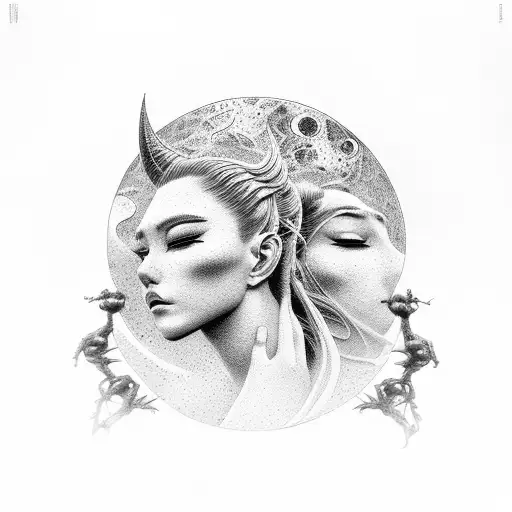 The Sorayama Sculpture With The Moon