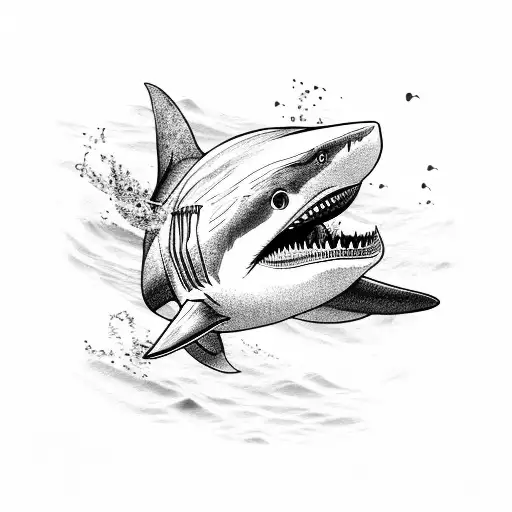 Shark Seen From Above Swimming With Ornaments