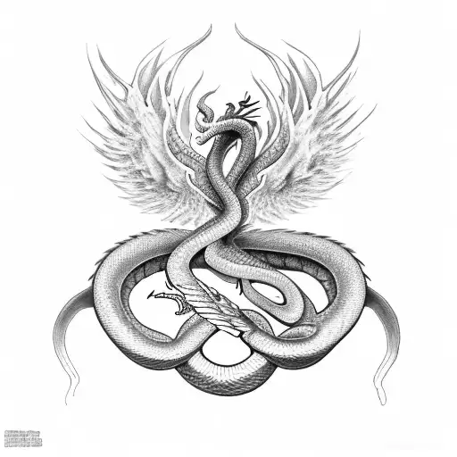 Snake With Flame Dragon Wings