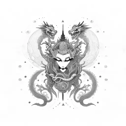 Black Moon With A Dragon