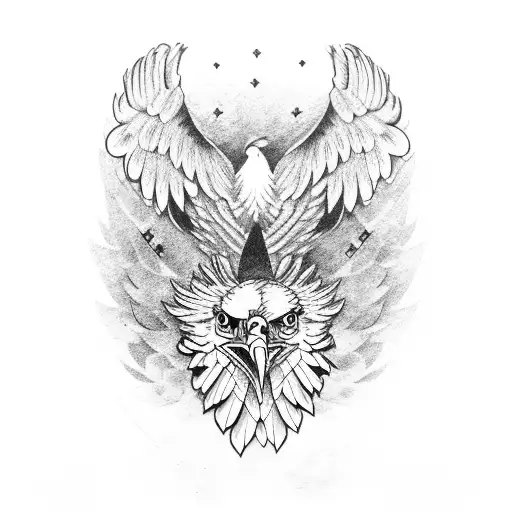 Eagle With His Wings Spread Wide And Up Forearm