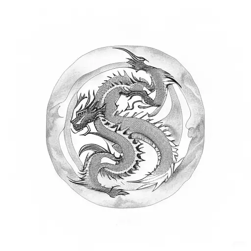 Dragon With Yinyang Minimalist