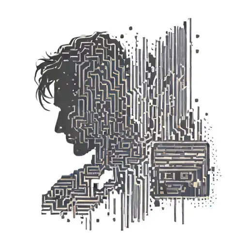 Male Silhouette And Computer Code Flowing