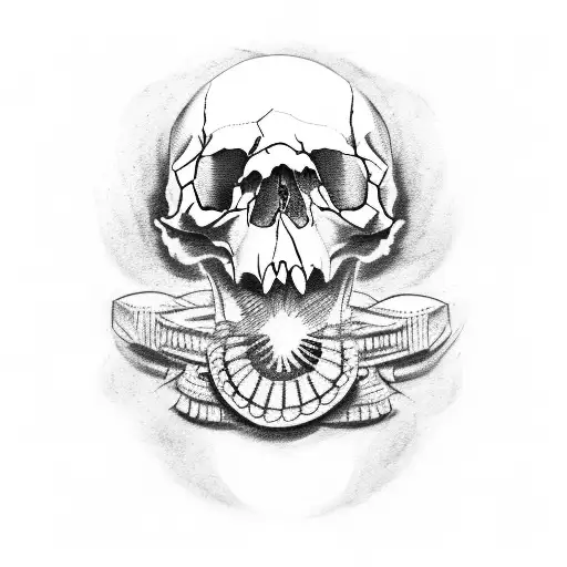 Skull With Harley Engine