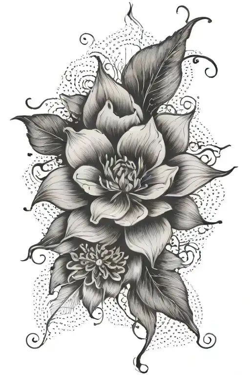 Really Long Fineline One Flower Surrounded Finelines