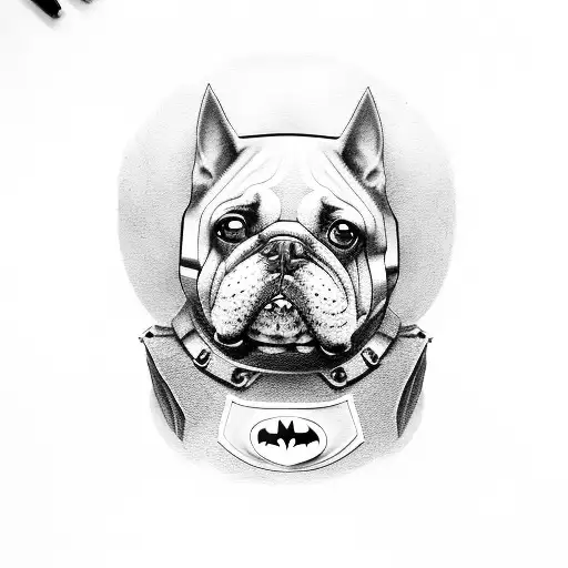 A Realistic Portrait Of A Dog Wearing A Batman Mask