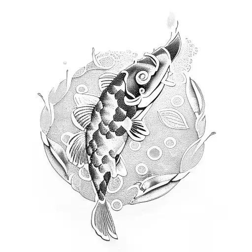 Laurel Wreath With Koi Fish