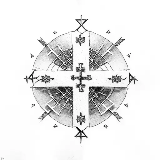 Christian Cross With Roman Art