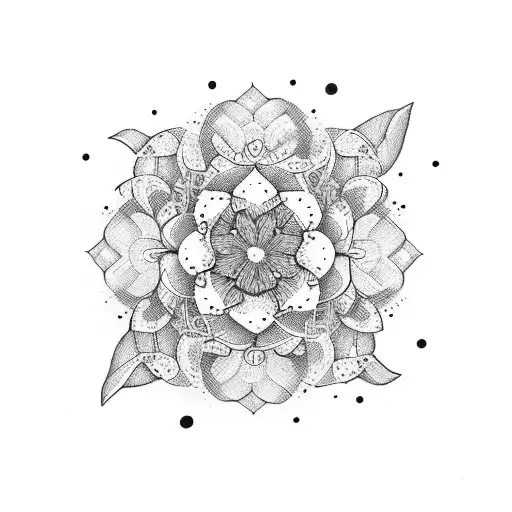 Unalome Symbol With Sakura Flowers