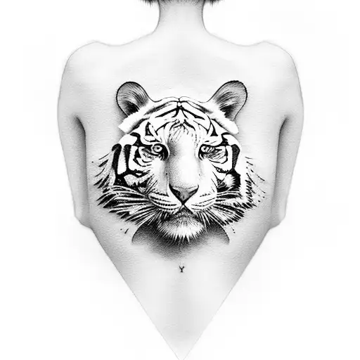 Black Haired Baby Girl With White Tiger