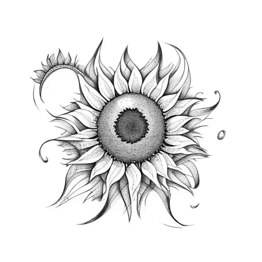 A Tattoo Of A Mesmerizing Sunflower Field With A Winding Hiking Trail Leading Into The Distance