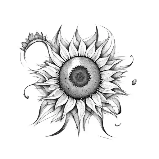 A Tattoo Of A Mesmerizing Sunflower Field With A Winding Hiking Trail Leading Into The Distance