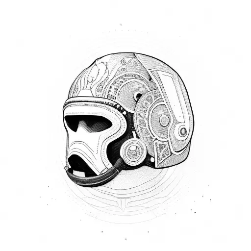 A Soldier's Helmet Adorned With Intricate Patterns Inspired By Book Covers