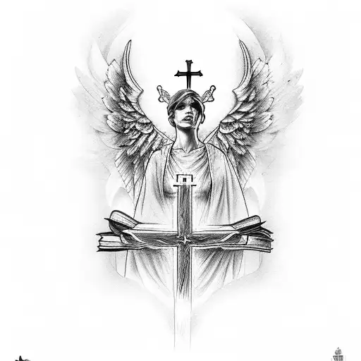 Cross With Angel Wings And A Bible Verse
