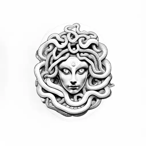 Medusa Statue With Tear-filled Snake Eyes