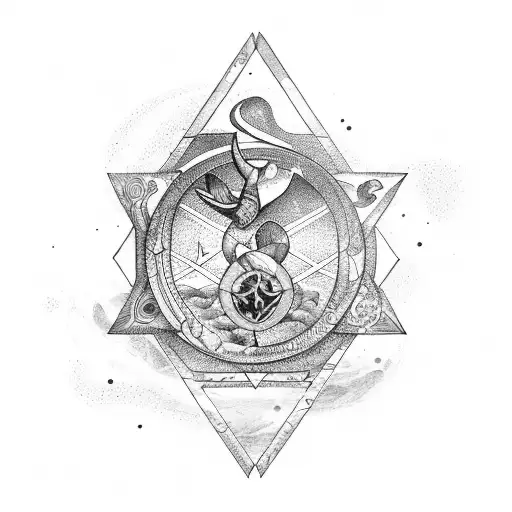 A Symbolic Representation Of The Zodiac Sign Pisces Integrated With Elements Of Nature