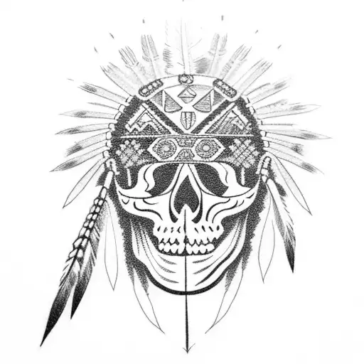 Native American Headdress Skull
