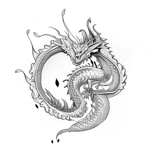 Simple European Dragon With Butterflies