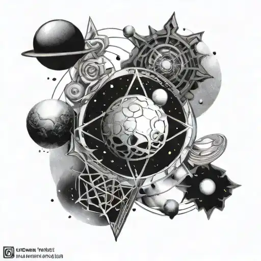 A Tattoo Of Combined With Psychology Symbol And Planets For Cover Up