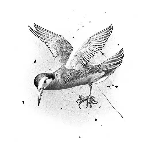 An Upper Body Of A Shredded Man And A Tern Bird Motive