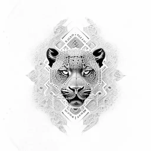 Majestic Black Jaguar With Intricate Dotwork Patterns