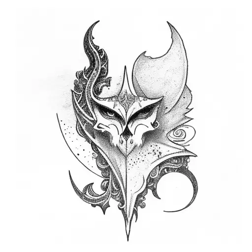 A Mystical Night Scene With A Majestic Corvo And A Crescent Moon